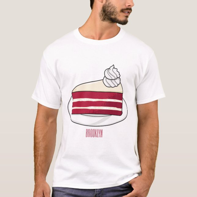 Red velvet cake cartoon illustration T-Shirt (Front)