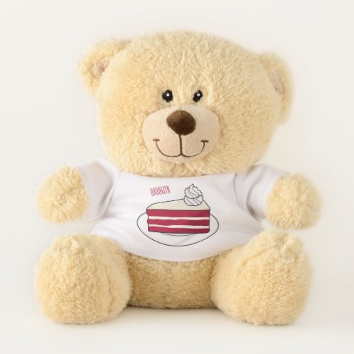 Red velvet cake cartoon illustration teddy bear