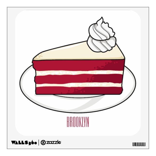 Red velvet cake cartoon illustration wall decal (Front)