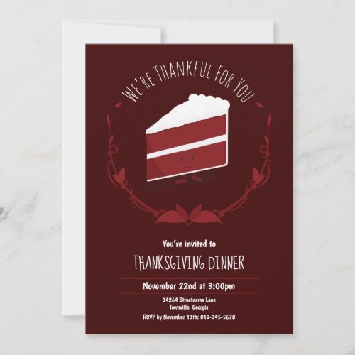 Red Velvet Cake Holiday Thanksgiving Invitation