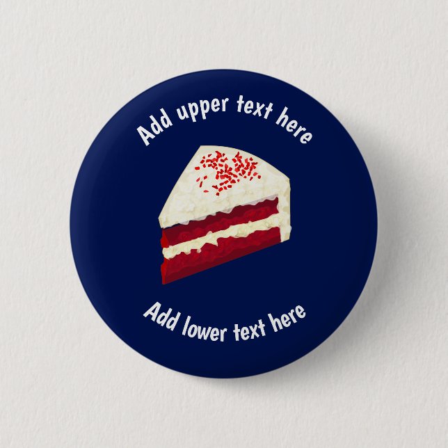 Red Velvet Cake Piece with own slogan & occasion Button (Front)