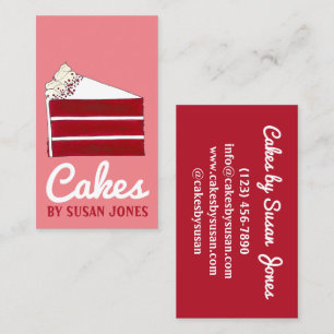 Red Velvet Cake Slice Bakery Pastry Bake Shop Cafe Business Card