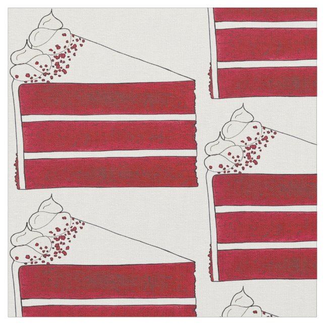 Red Velvet Cake Slice Southern Bakery Desserts Fabric (Close Up)
