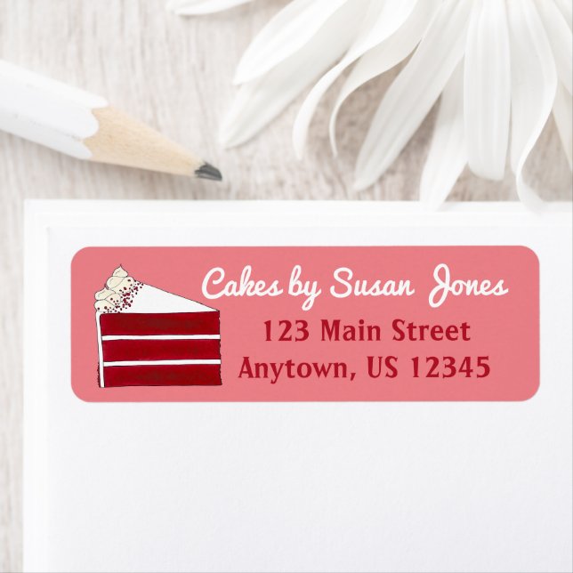 Red Velvet Cake Slice Southern Bakery Desserts Label (Insitu)