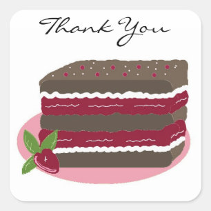 Red Velvet Cake Thank You Square Sticker