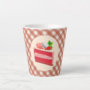 red velvet cake with strawberry cream cheese latte mug