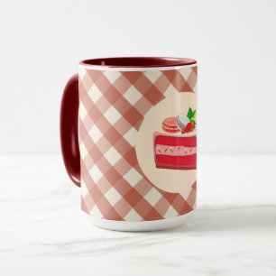 Red velvet cake with strawberry cream cheese mug