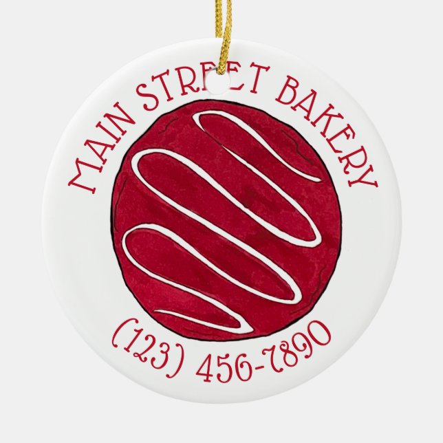 Red Velvet Cookie Business Bakery Bake Shop Baking Ceramic Ornament (Front)