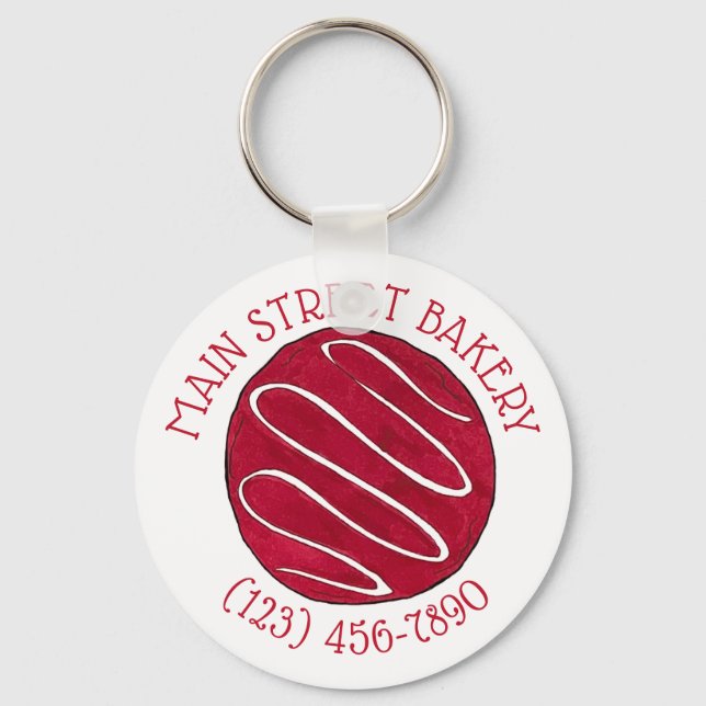 Red Velvet Cookie Business Bakery Bake Shop Baking Keychain (Front)