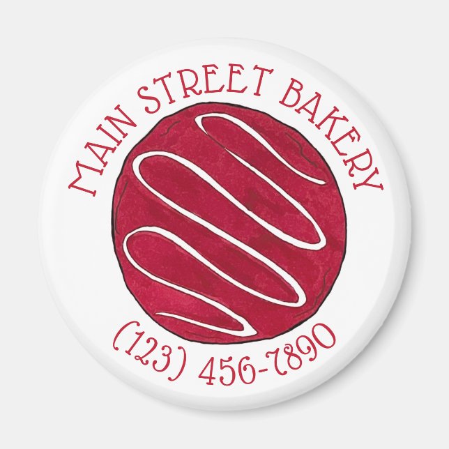 Red Velvet Cookie Business Bakery Bake Shop Baking Magnet (Front)