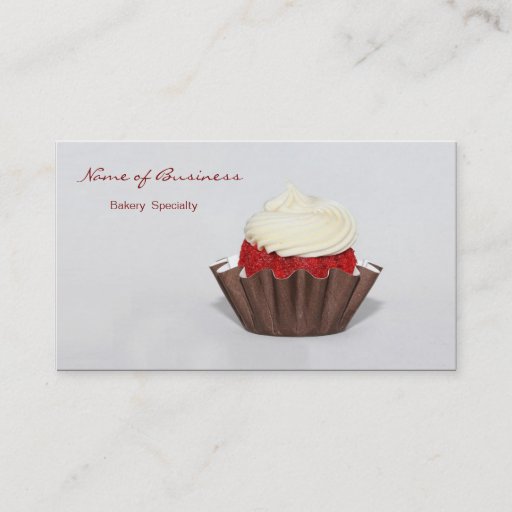 Customizable Red Velvet Cupcake Bakery Business Card