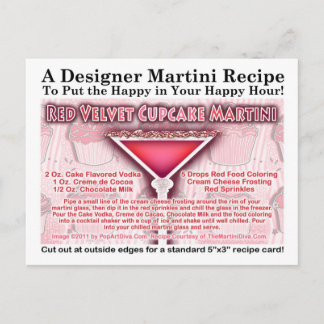 Red Velvet Cupcake Martini Recipe Postcard