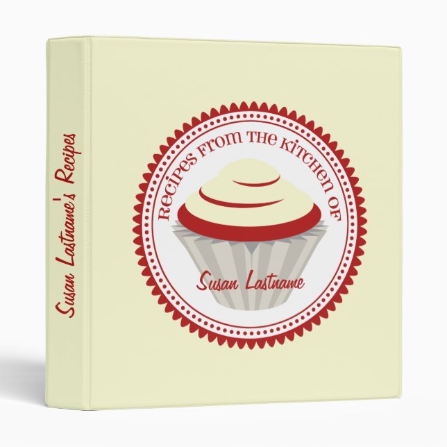 Red Velvet Cupcake Recipe Binder (Front/Spine)