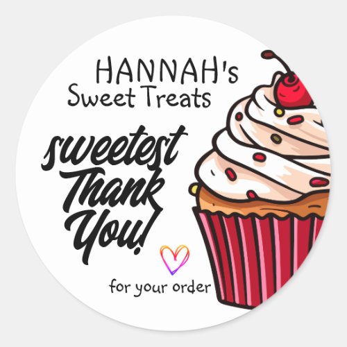 Red Velvet Cupcake Thank You for Your Order Classic Round Sticker