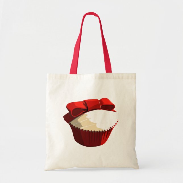 Red velvet cupcake with bow tote (Front)