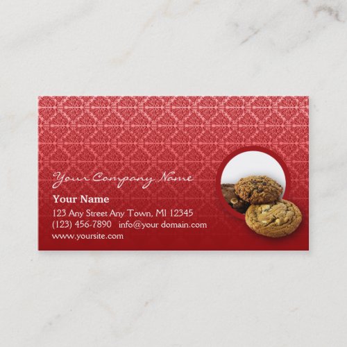 Red Velvet Damask Desserts Business Business Card Templates
