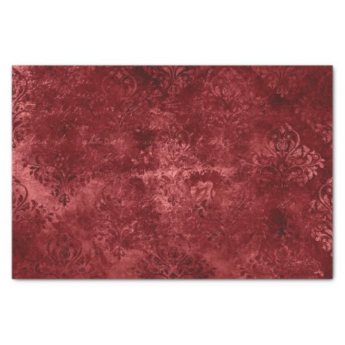 Red Velvet Damask  Henna Distressed Floral Grunge Tissue Paper