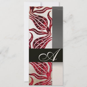 RED VELVET DAMASK TULIPS MONOGRAM Burgundy Gold Invitation