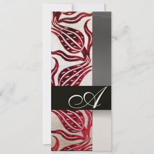 RED VELVET DAMASK TULIPS MONOGRAM Burgundy Gold Invitation