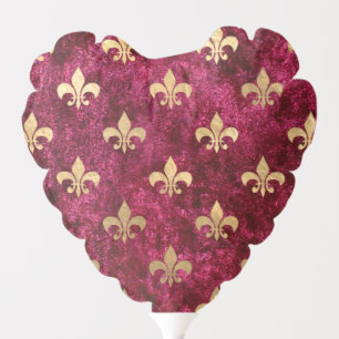 Red Velvet Fleur De Lis Mardi Gras Orleans Pattern Balloon