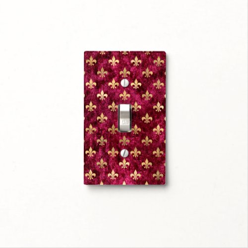 Red Velvet Fleur De Lis Mardi Gras Orleans Pattern Light Switch Cover