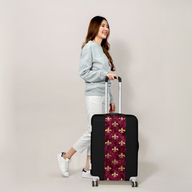 Red Velvet Fleur De Lis Mardi Gras Orleans Pattern Luggage (Scale)