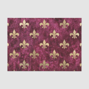 Red Velvet Fleur De Lis Mardi Gras Orleans Pattern Tissue Paper