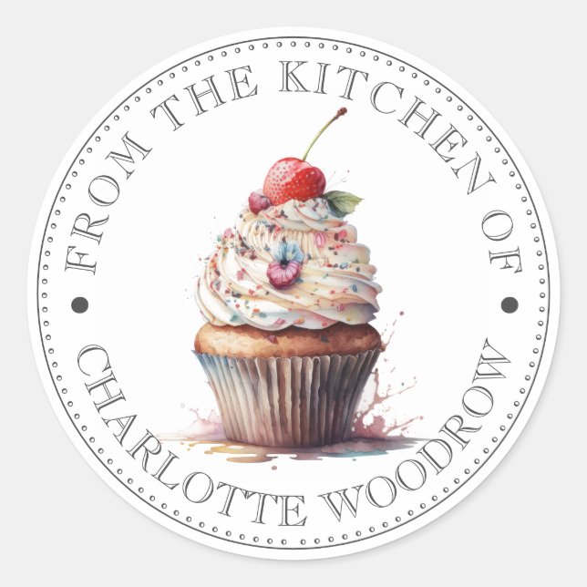 Red Velvet Frosted Cupcake Classic Round Sticker (Front)