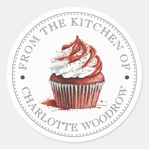 Red Velvet Frosted Cupcake Classic Round Sticker