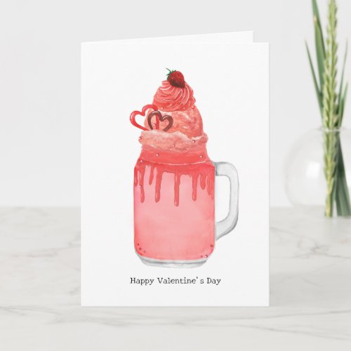 Red Velvet Milkshake I Love You Punny Valentine Card