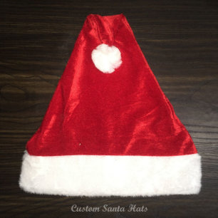 Red Velvet Plush Brim Santa Hat