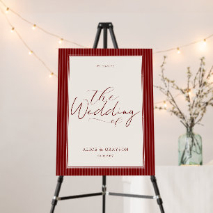 Red Velvet Script Classic Striped Wedding Foam Board