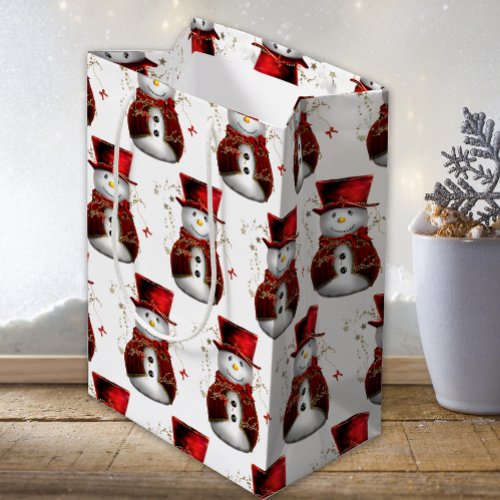 Red Velvet Snowmen and Magic Christmas  Medium Gift Bag