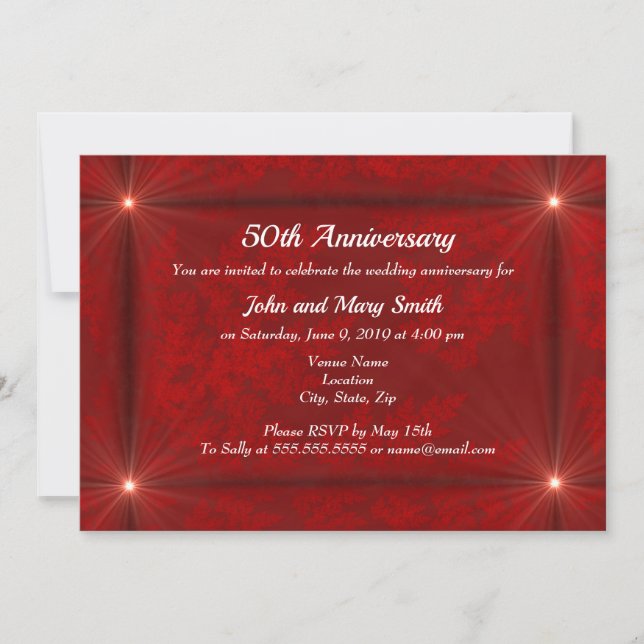 Red Velvet Starbursts Invitation (Front)