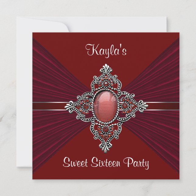 Red Velvet Sweet 16 Birthday Party Invitation (Front)
