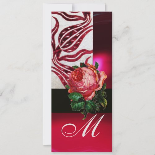 RED VELVET TULIPS MONOGRAM Burgundy White Ice Invitation