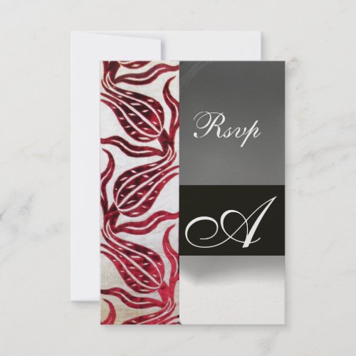 RED VELVET TULIPS MONOGRAM Burgundy White Ice RSVP Card