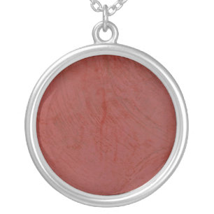 Red Venetian Plaster Silver Plated Necklace