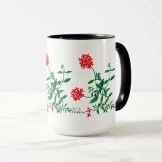 Red Verbena with Black Inside Mug