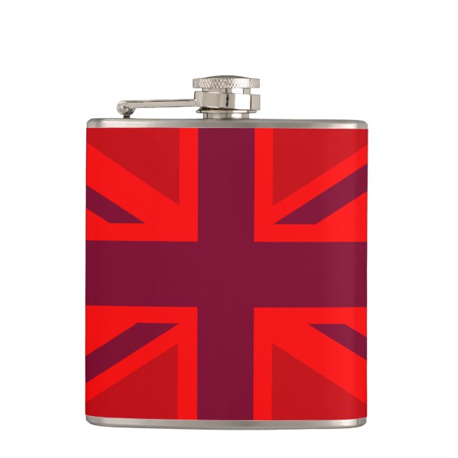 Red Version British Union Jack Decor Flask (Front)