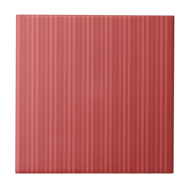 Red Vertical Stripes Pattern Ceramic Tile (Front)
