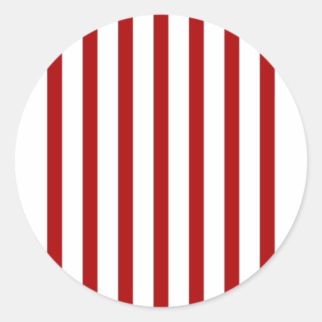 Red Vertical Stripes - Red and White Striped Classic Round Sticker (Front)