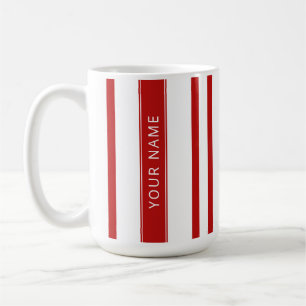 Red Vertical Stripes with Your Name Mug