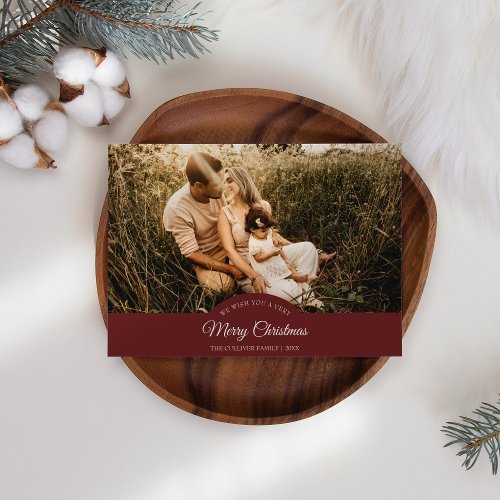 Red Very Merry Christmas Four Photo Horizontal Holiday Card