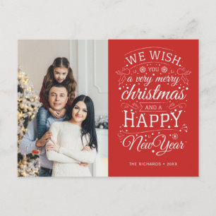 Red Very Merry Christmas Photo Holiday Postcard
