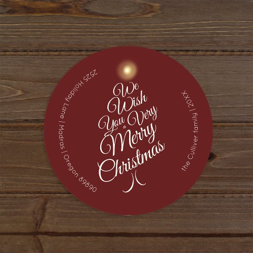 Red Very Merry Christmas Tree Envelope Seals