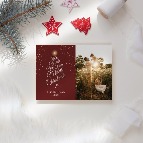 Red Very Merry Christmas Tree Family Portrait Holiday Card