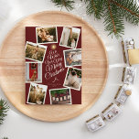 Red Very Merry Christmas Tree Photo Collage Holiday Card<br><div class="desc">This Red Very Merry Christmas Tree Photo Collage Holiday Card design features a sophisticated dark red backdrop with a blend of simple ivory lettering and classic calligraphy paired with a minimalist boho styling that strikes a perfect balance between clean modern subtlety and vintage elegance. This charming design is a lovely...</div>