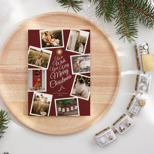 Red Very Merry Christmas Tree Photo Collage Holiday Card