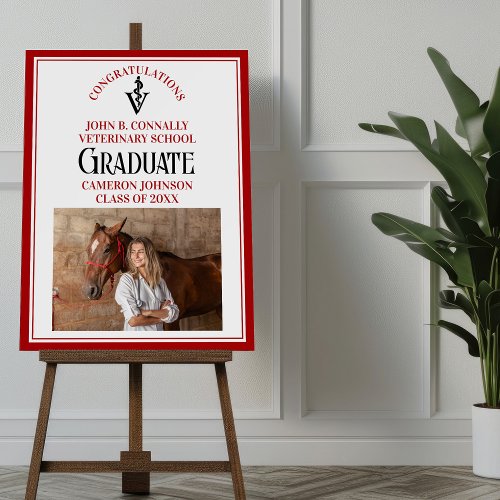 Red Veterinary School Photo Graduation Party